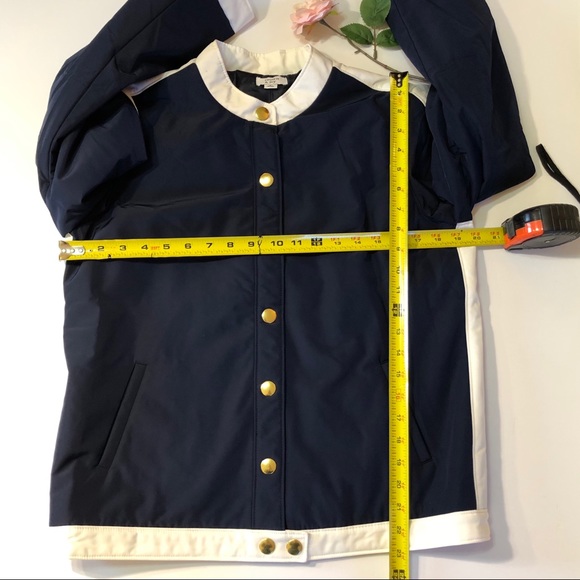 Crown & Ivy All Weather Navy Blue and White Snao front Jacket - Picture 6 of 8